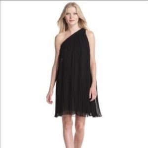 Halston Heritage Black Pleated Cocktail Dress